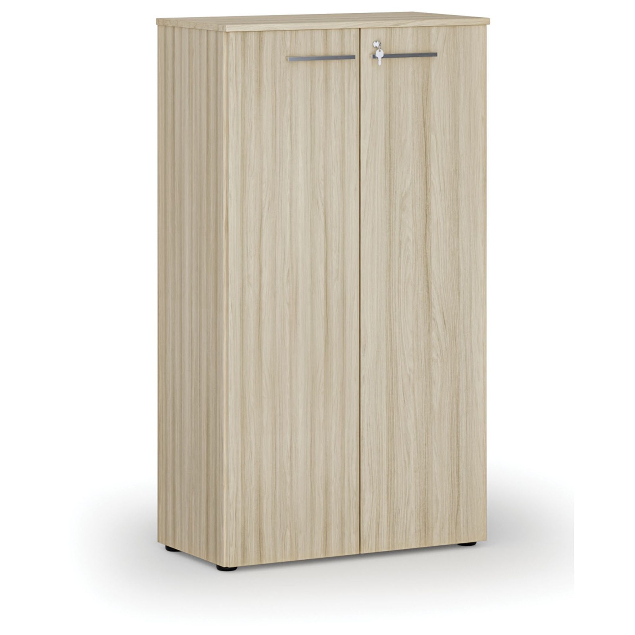 Kancelářská skříň s dveřmi PRIMO WOOD, 800 x 420 x 1434 mm, dub přírodní