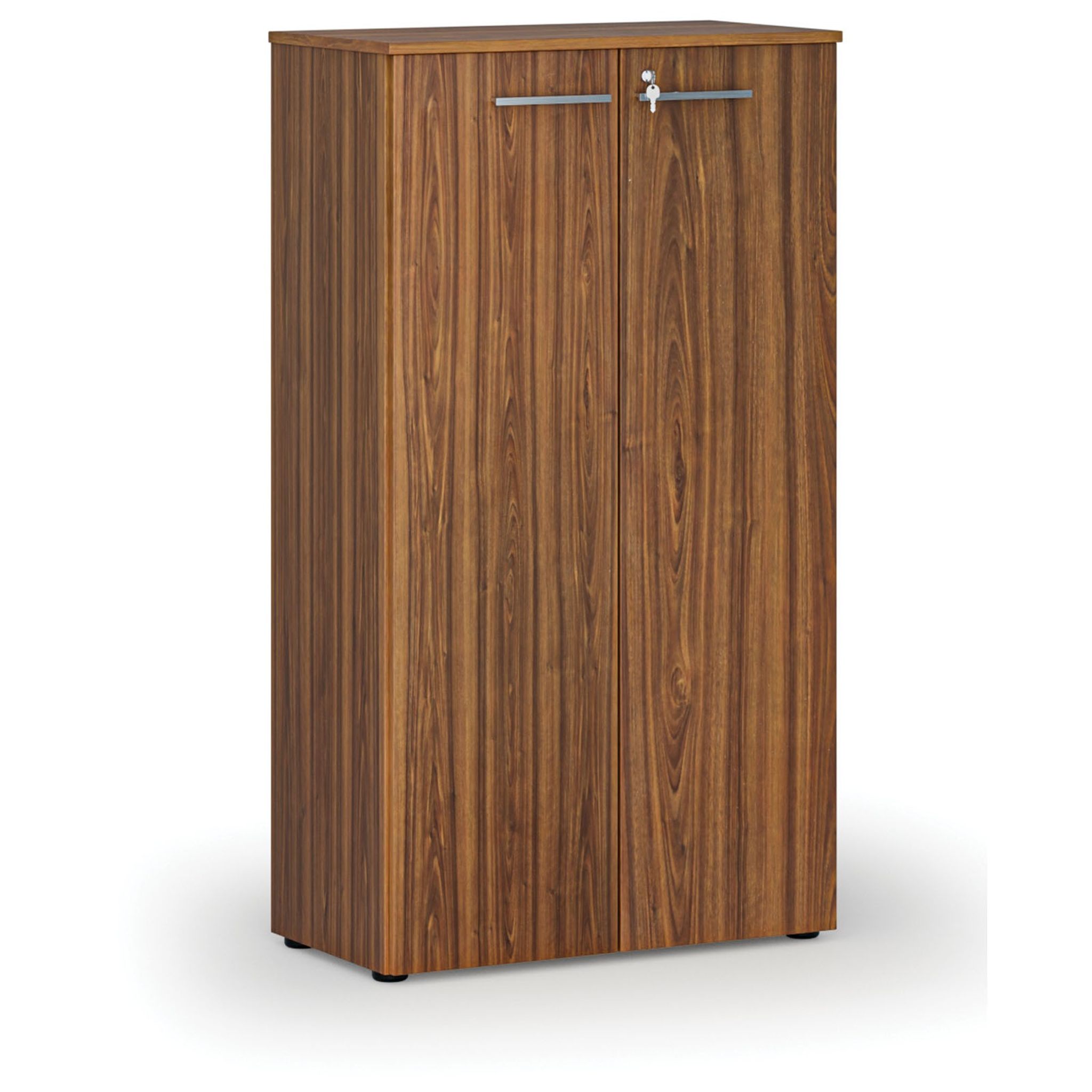 Kancelářská skříň s dveřmi PRIMO WOOD, 800 x 420 x 1434 mm, ořech