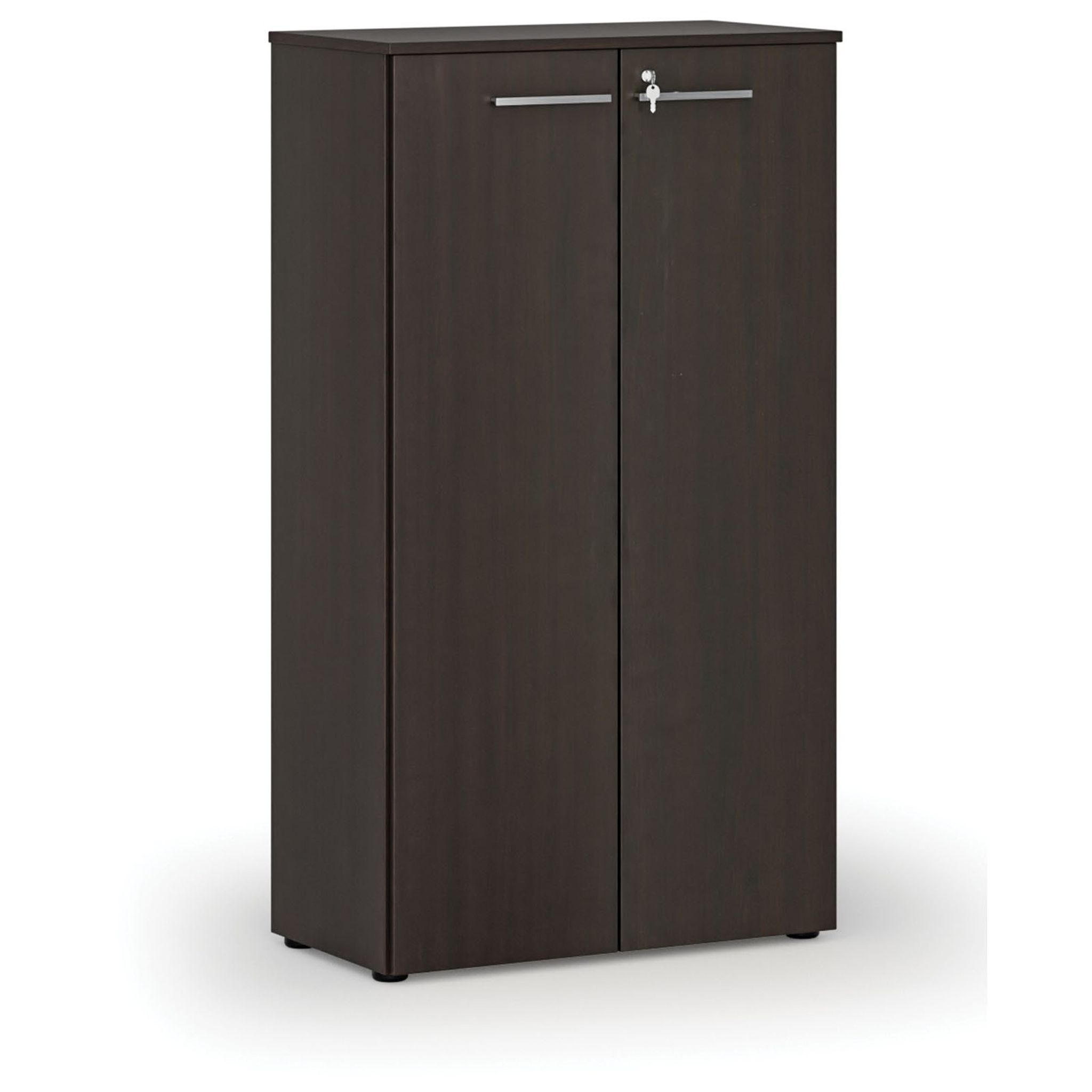 Kancelářská skříň s dveřmi PRIMO WOOD, 800 x 420 x 1434 mm, wenge