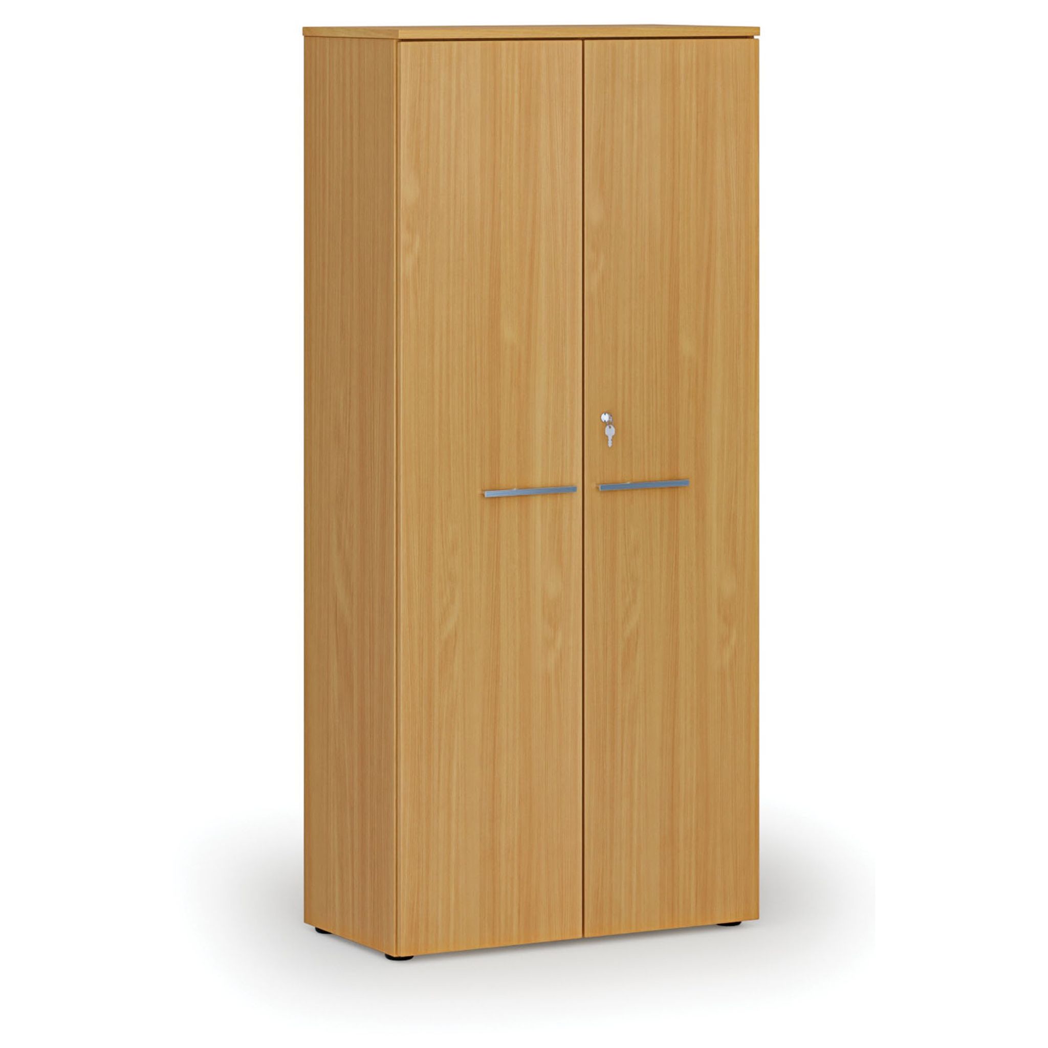 Kancelářská skříň s dveřmi PRIMO WOOD, 800 x 420 x 1781 mm, buk