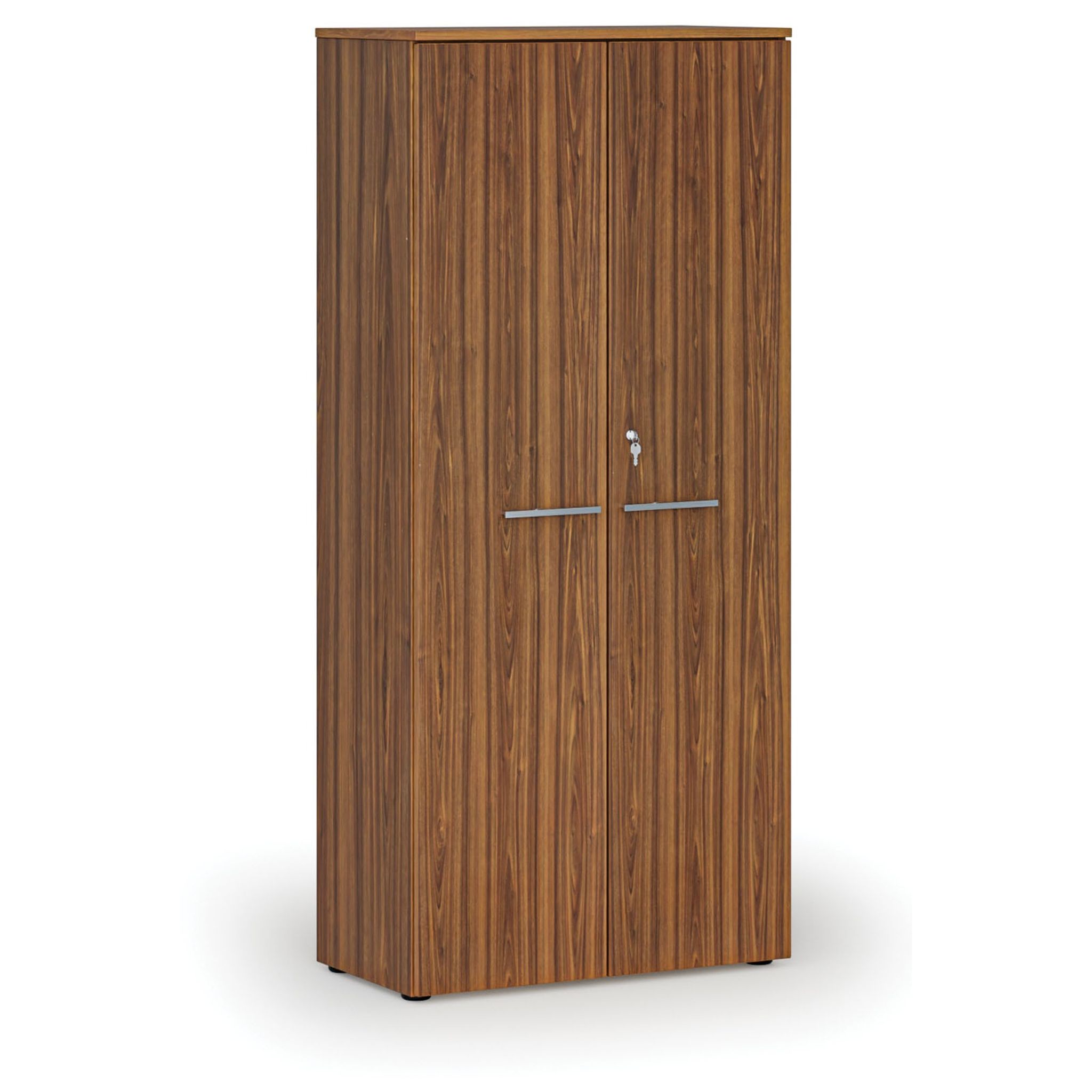 Kancelářská skříň s dveřmi PRIMO WOOD, 800 x 420 x 1781 mm, ořech