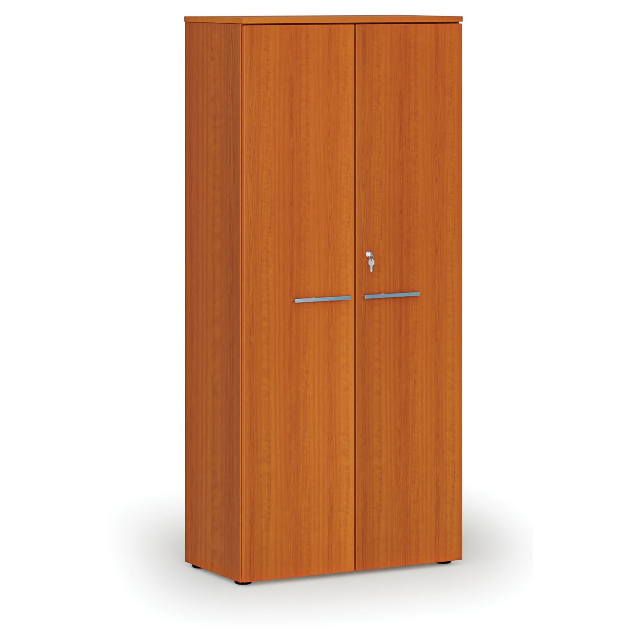 Kancelářská skříň s dveřmi PRIMO WOOD, 800 x 420 x 1781 mm, třešeň