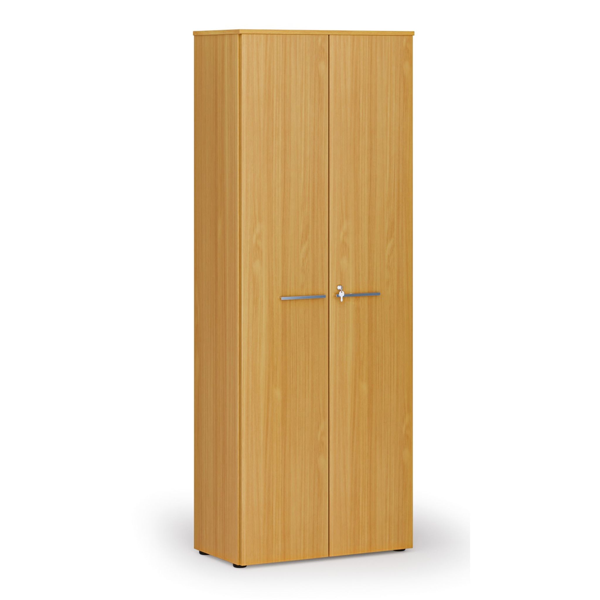 Kancelářská skříň s dveřmi PRIMO WOOD, 800 x 420 x 2128 mm, buk