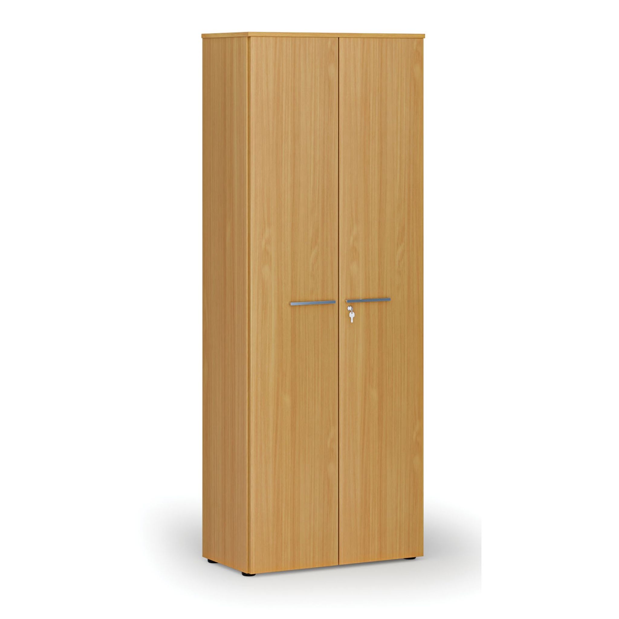 Kancelářská skříň s dveřmi PRIMO WOOD, 800 x 420 x 2128 mm, buk