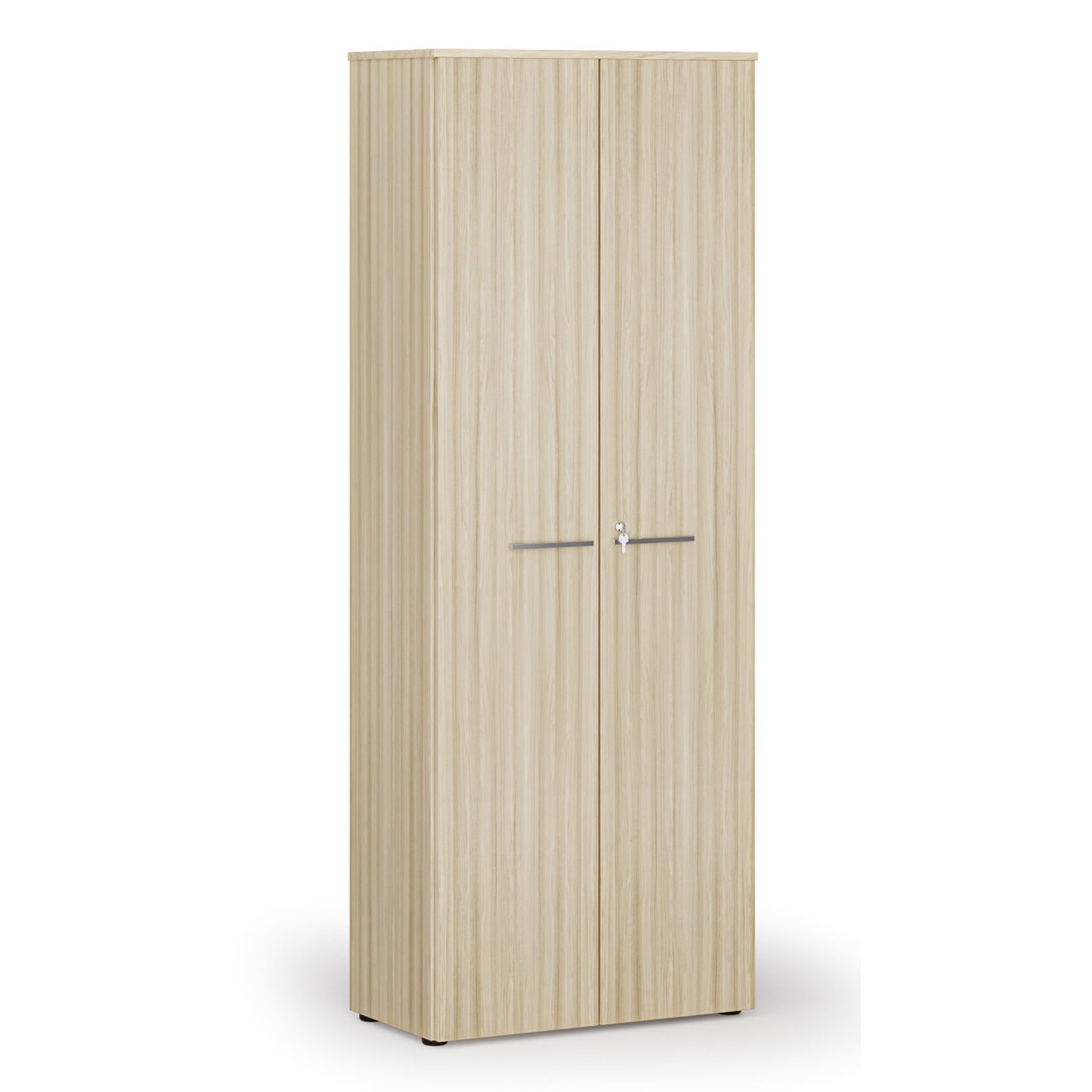 Kancelářská skříň s dveřmi PRIMO WOOD, 800 x 420 x 2128 mm, dub přírodní