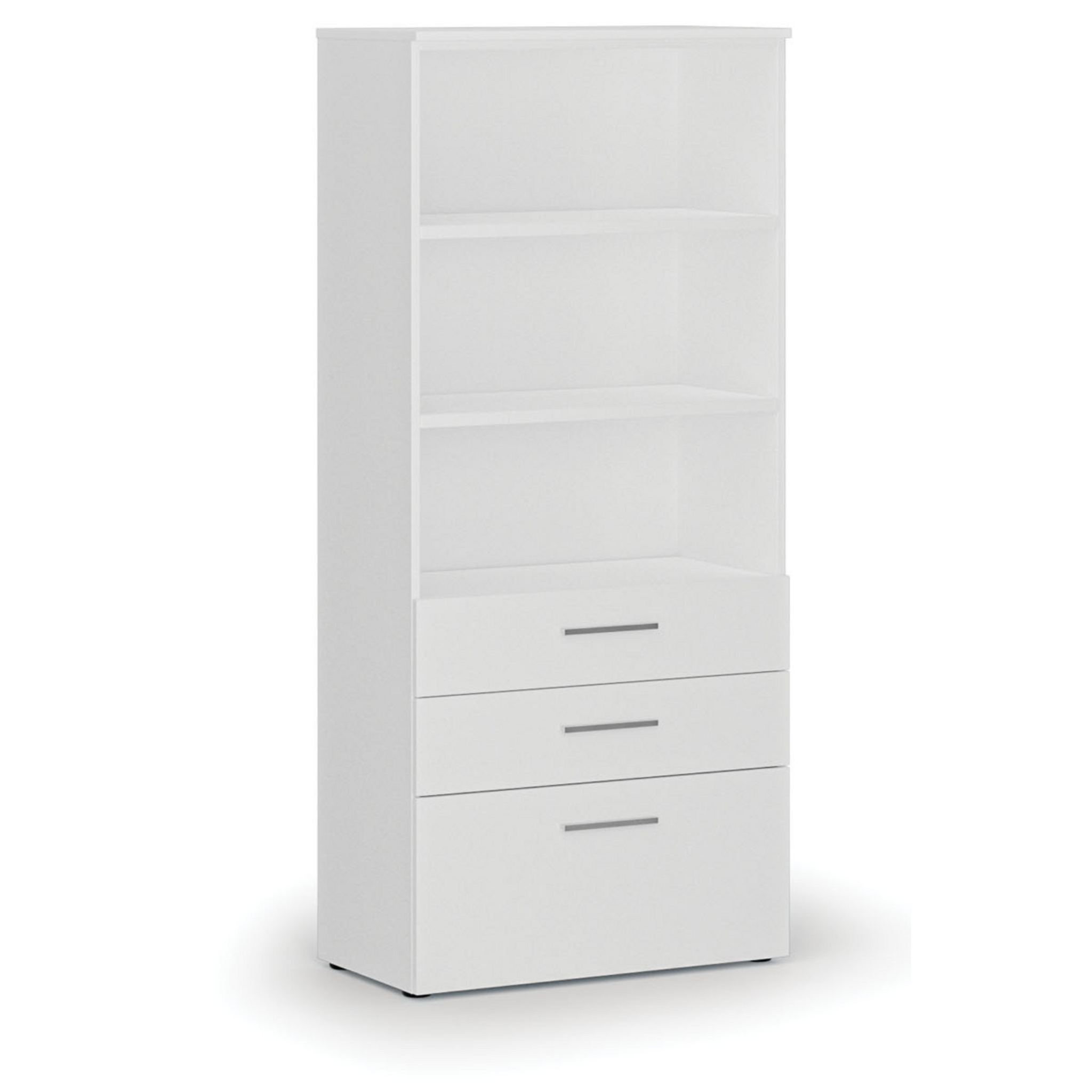 Kancelářská skříň s kombinovanými zásuvkami PRIMO WHITE, 800 x 420 x 1781 mm, bílá