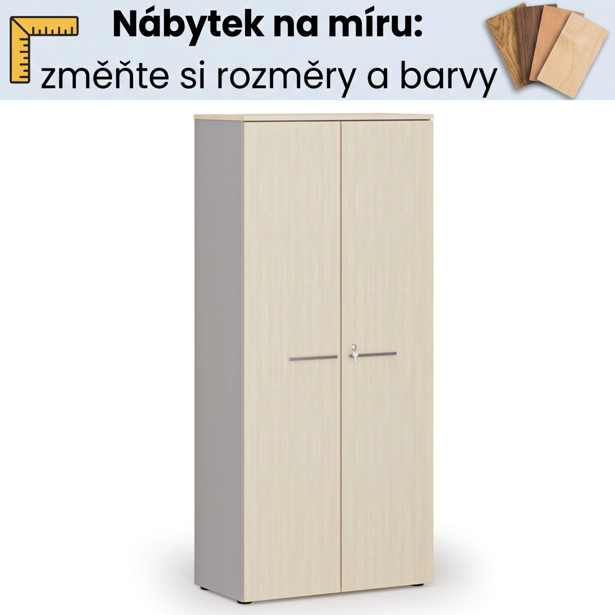 Kancelářská skříň s křídlovými dveřmi na míru