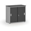 Kancelářská skříň se zasouvacími dveřmi PRIMO GRAY, 740 x 800 x 420 mm, šedá/grafit
