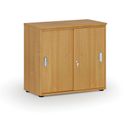 Kancelářská skříň se zasouvacími dveřmi PRIMO WOOD, 800 x 420 x 740 mm, buk