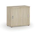 Kancelářská skříň se zasouvacími dveřmi PRIMO WOOD, 800 x 420 x 740 mm, dub přírodní