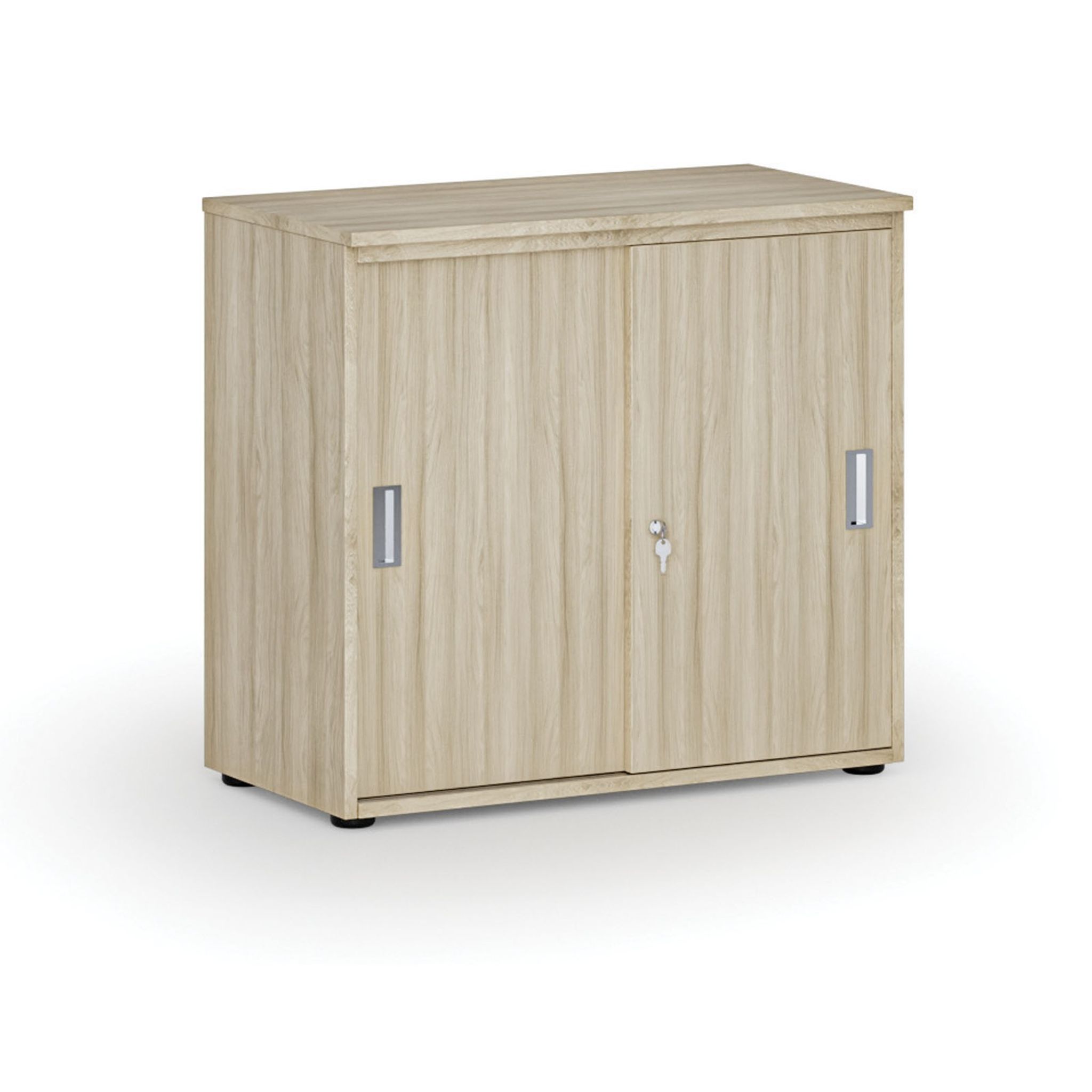 Kancelářská skříň se zasouvacími dveřmi PRIMO WOOD, 800 x 420 x 740 mm, dub přírodní