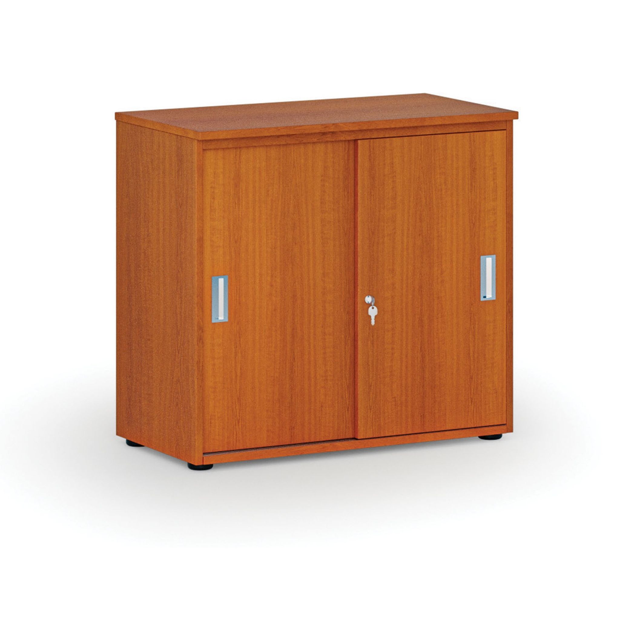 Kancelářská skříň se zasouvacími dveřmi PRIMO WOOD, 800 x 420 x 740 mm, třešeň