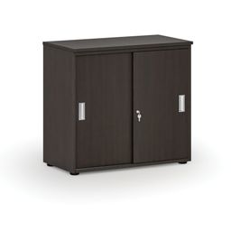 Kancelářská skříň se zasouvacími dveřmi PRIMO WOOD, 800 x 420 x 740 mm, wenge