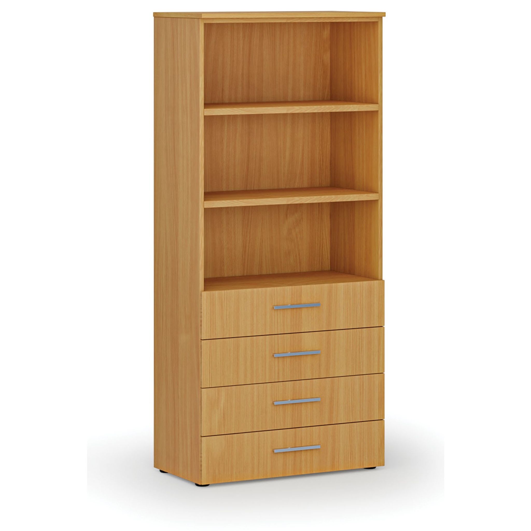 Kancelářská skříň se zásuvkami PRIMO WOOD, 800 x 420 x 1781 mm, buk