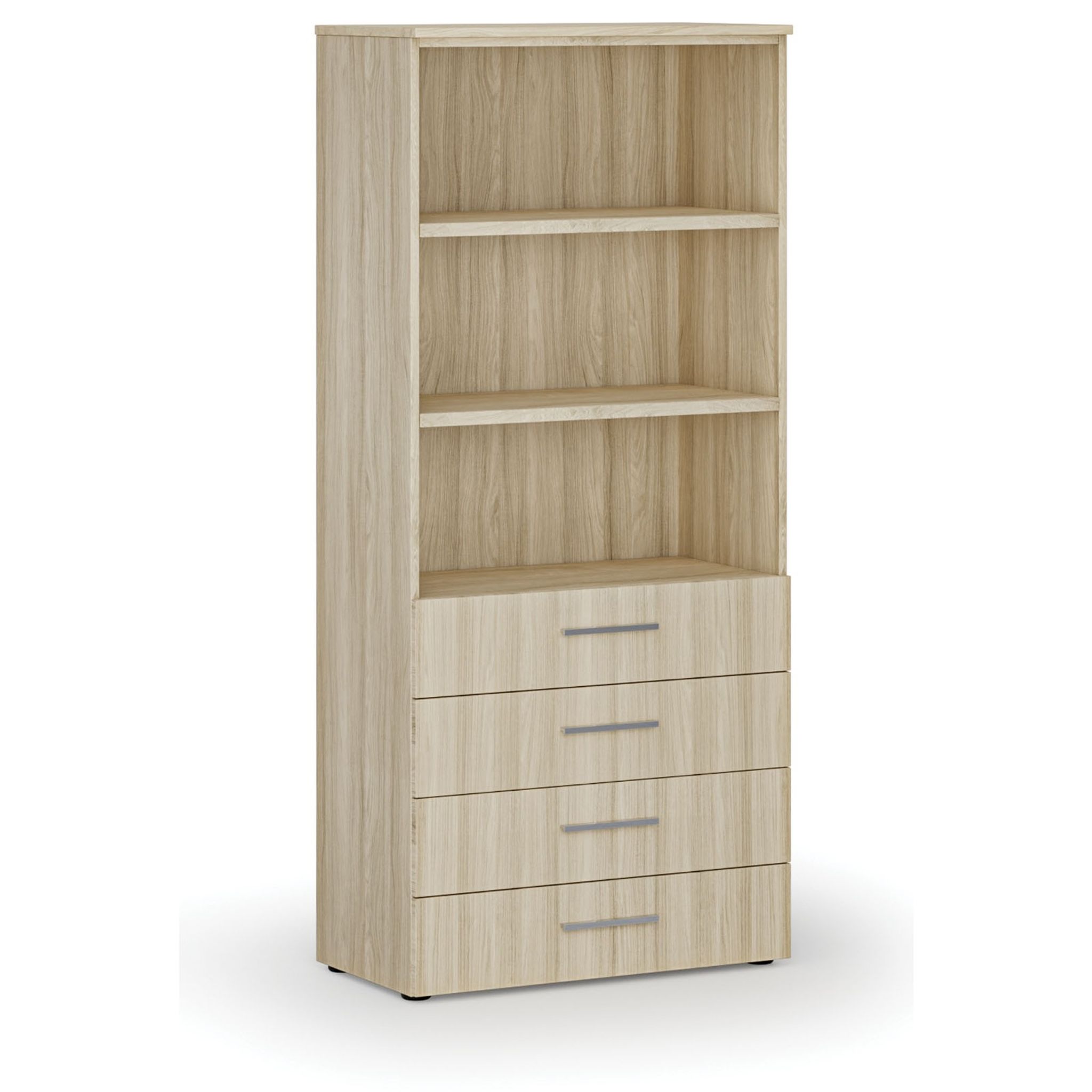 Kancelářská skříň se zásuvkami PRIMO WOOD, 800 x 420 x 1781 mm, dub přírodní