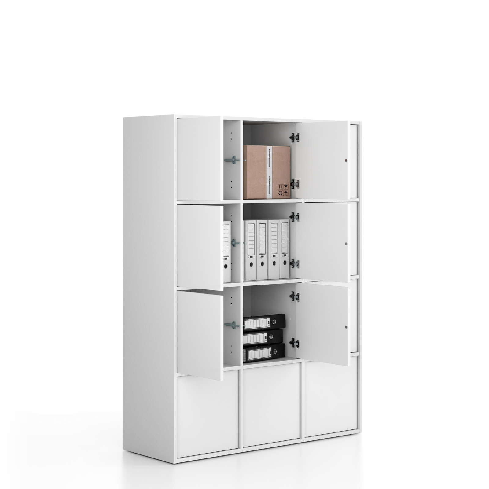 Fotografia produktu: Kancelárska skriňa FRAME, 12x dvere, 1299 x 450 x 1735 mm, PUSH-lock, biela