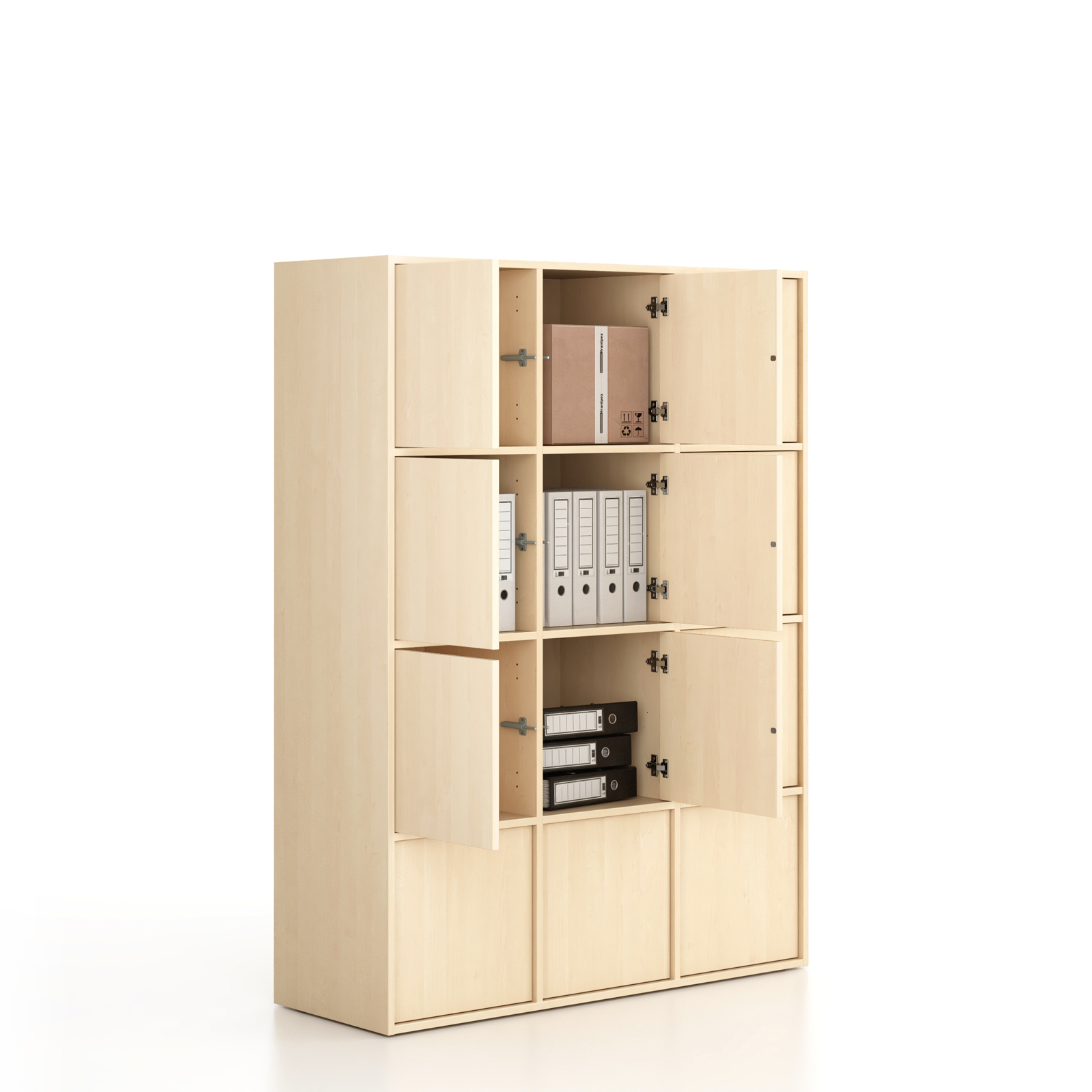 Fotografia produktu: Kancelárska skriňa FRAME, 12x dvere, 1299 x 450 x 1735 mm, PUSH-lock, breza