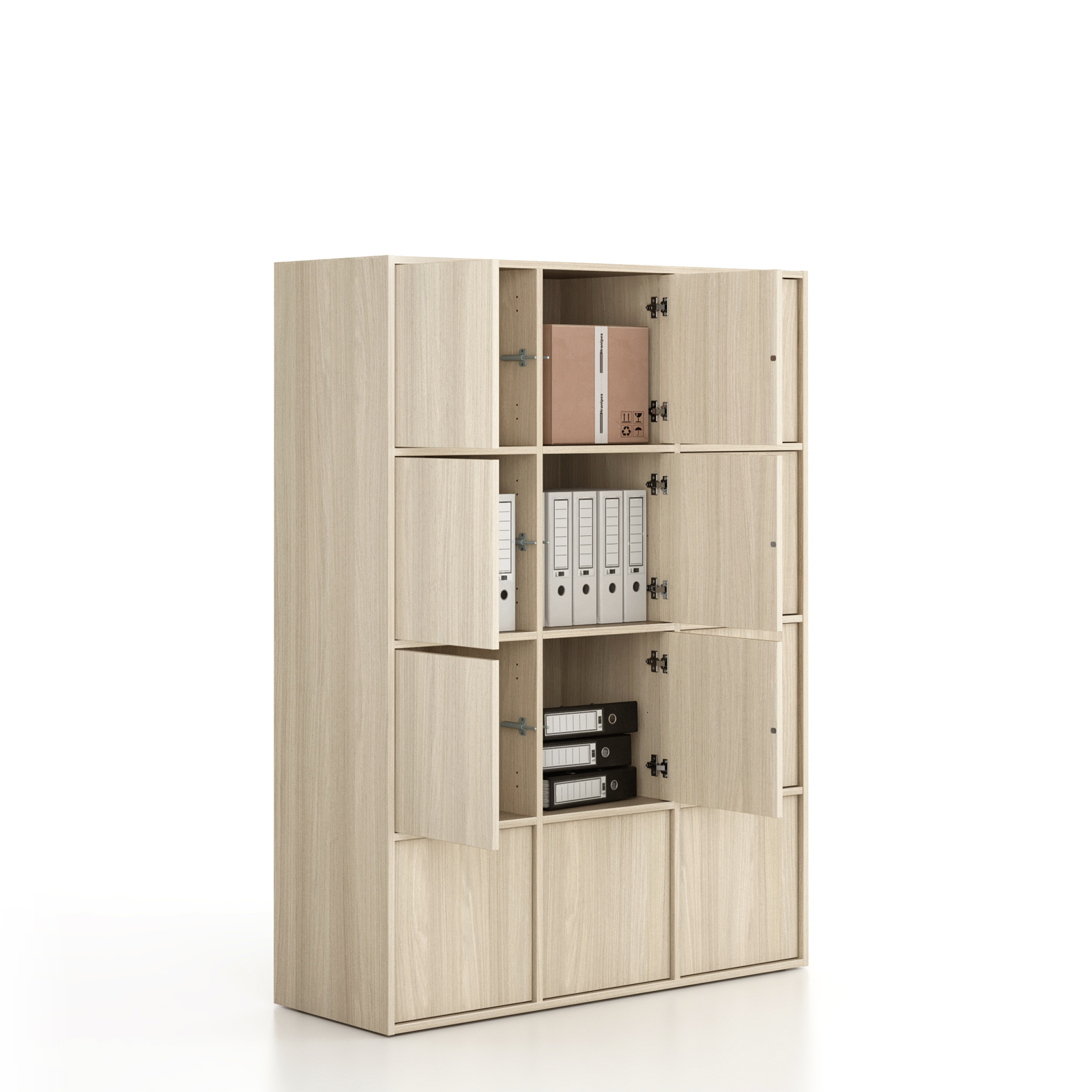 Fotografia produktu: Kancelárska skriňa FRAME, 12x dvere, 1299 x 450 x 1735 mm, PUSH-lock, dub prírodný