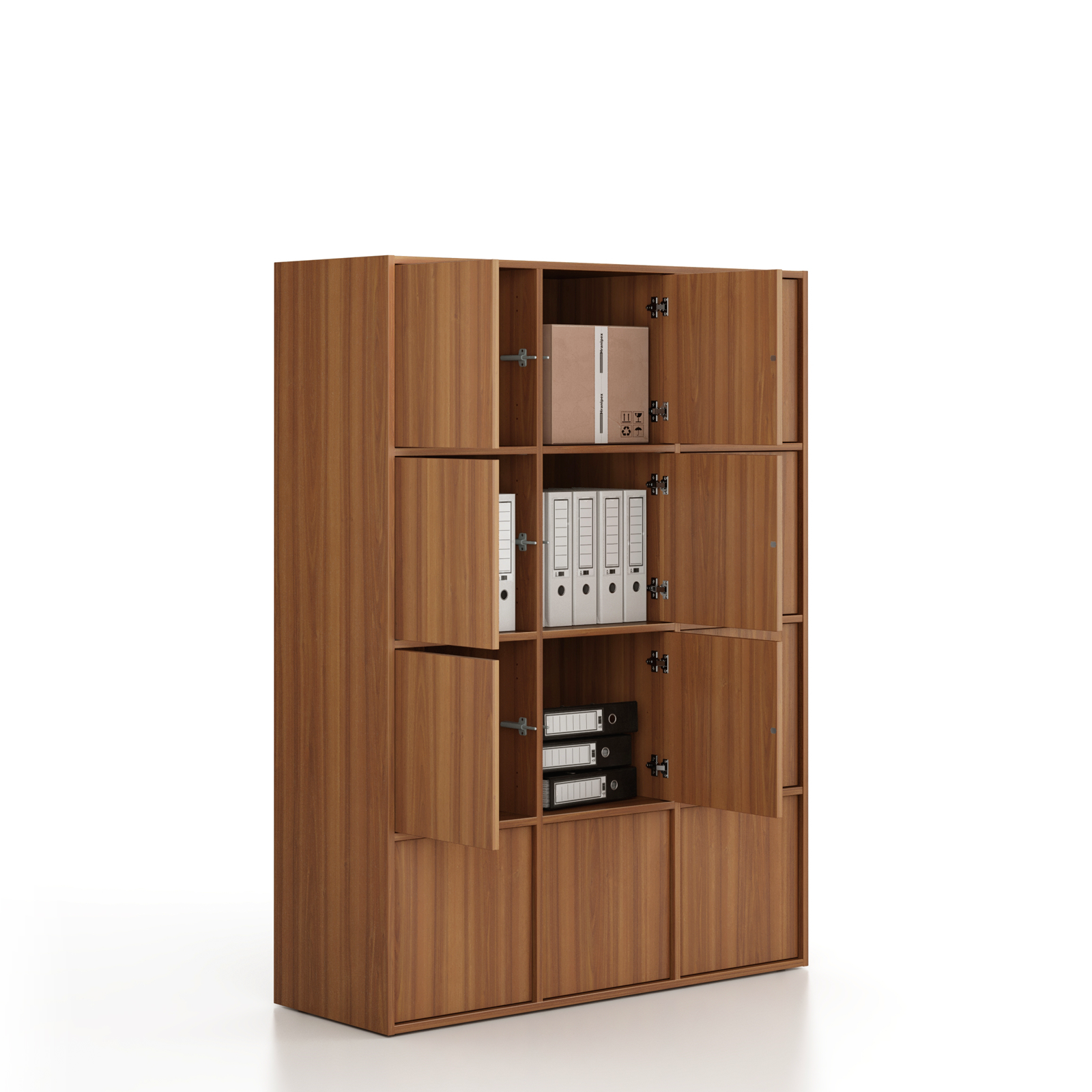 Fotografia produktu: Kancelárska skriňa FRAME, 12x dvere, 1299 x 450 x 1735 mm, PUSH-lock, orech