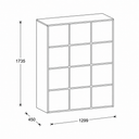 Kancelárska skriňa FRAME, 12x dvere, 1299 x 450 x 1735 mm, PUSH-lock, sivá