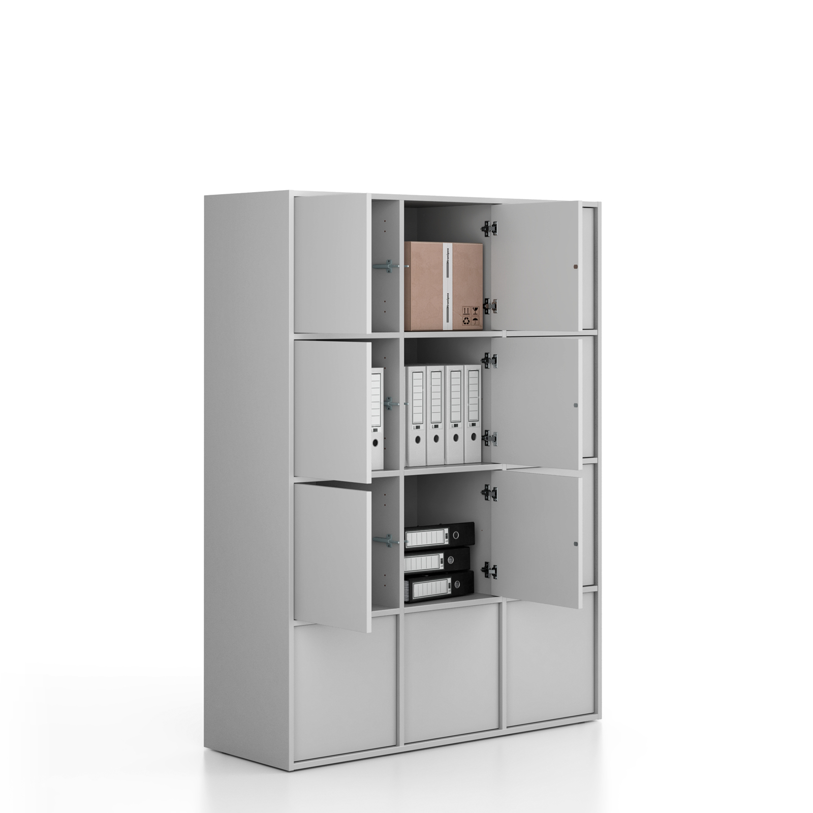 Fotografia produktu: Kancelárska skriňa FRAME, 12x dvere, 1299 x 450 x 1735 mm, PUSH-lock, sivá