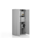 Kancelárska skriňa FRAME, 2x dvere, 872 x 450 x 1735 mm, PUSH-lock, sivá