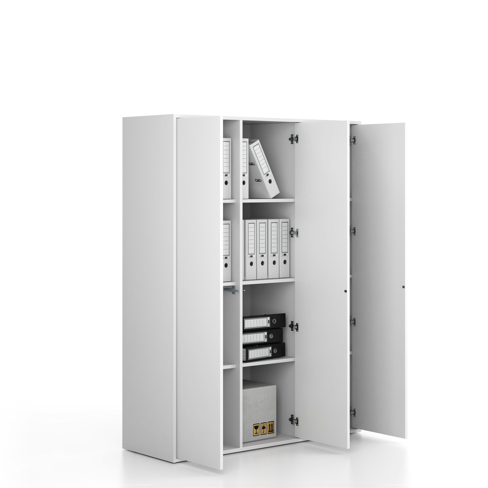 Fotografia produktu: Kancelárska skriňa FRAME, 3x dvere, 1299 x 450 x 1735 mm, PUSH-lock, biela