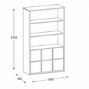 Kancelárska skriňa FRAME, 6x dvere, 2x polica, 1299 x 450 x 2162 mm, PUSH-lock, sivá
