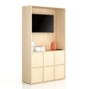 Kancelárska skriňa FRAME, 6x dvere, priestor pre TV, 1299 x 450 x 2162 mm, PUSH-lock, breza