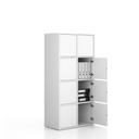 Kancelárska skriňa FRAME, 8x dvere, 872 x 450 x 1735 mm, PUSH-lock, biela
