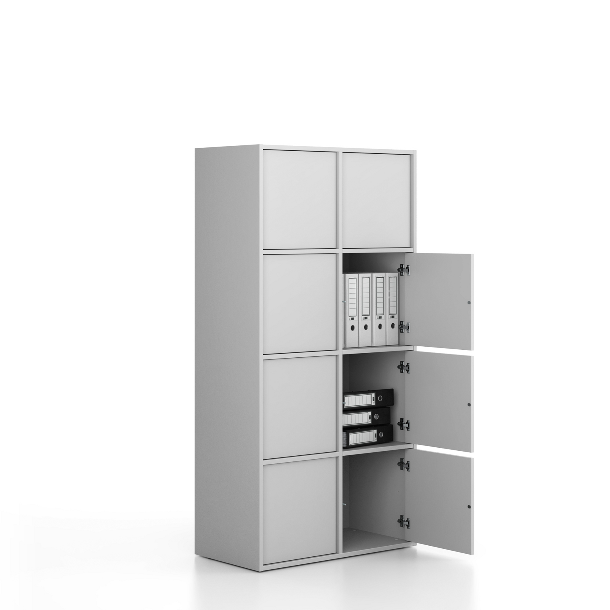 Kancelárska skriňa FRAME, 8x dvere, 872 x 450 x 1735 mm, PUSH-lock, sivá