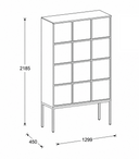 Kancelárska skriňa FRAME, čierna podnož, 12x dvere, 1299 x 450 x 2185 mm, PUSH-lock, biela