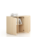 Kancelárska skriňa FRAME, nízka, 3 dvere, 1299 x 450 x 881 mm, PUSH-lock, breza