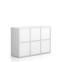 Kancelárska skriňa FRAME, nízka, 6x dvere, 1299 x 450 x 881 mm, PUSH-lock, biela