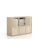 Kancelárska skriňa FRAME, nízka, 6x dvere, 1299 x 450 x 881 mm, PUSH-lock, dub prírodný