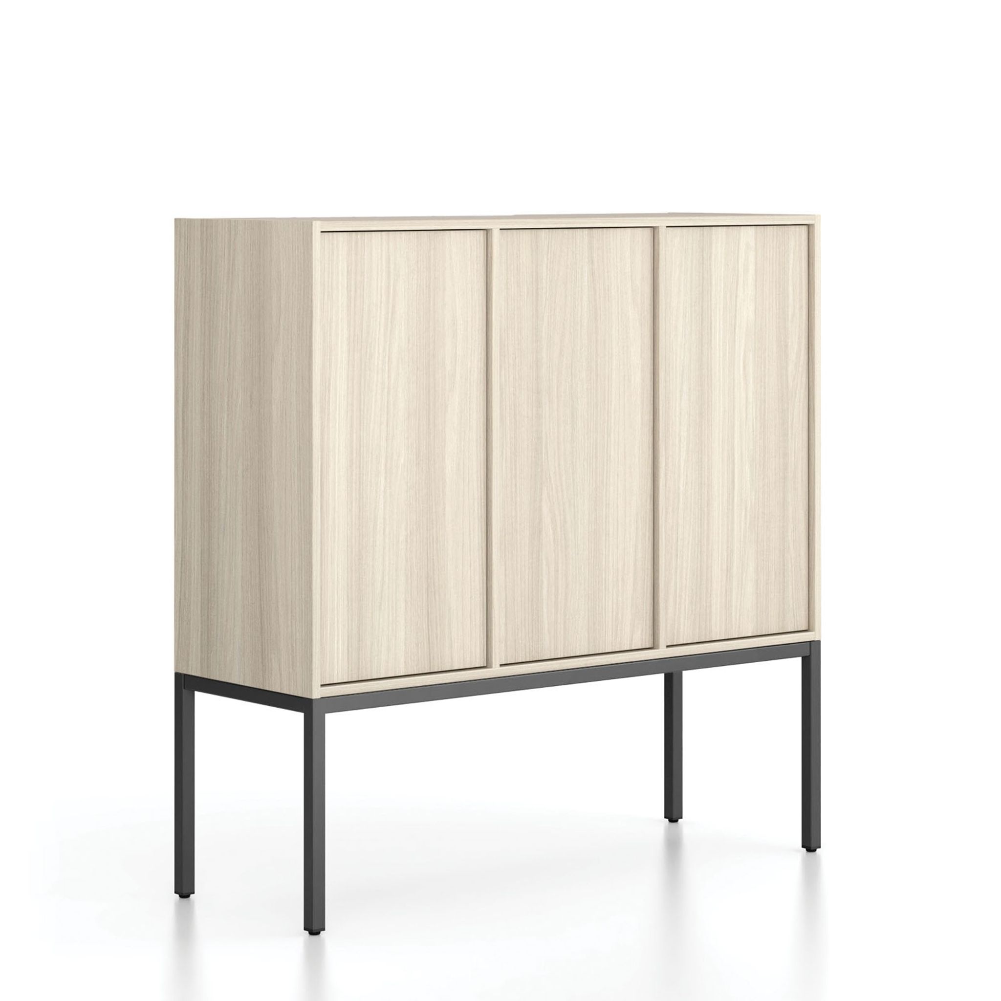 Kancelárska skriňa FRAME, nízka, čierna podnož, 3x dvere, 1299 x 450 x 1331 mm, PUSH-lock