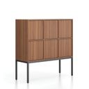 Kancelárska skriňa FRAME, nízka, čierna podnož, 6x dvere, 1299 x 450 x 1331 mm, PUSH-lock, orech