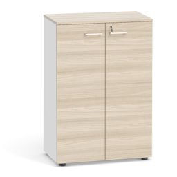 Kancelárska skriňa PRIMO 2023, 800 x 420 x 1087 mm, biela/dub prírodná