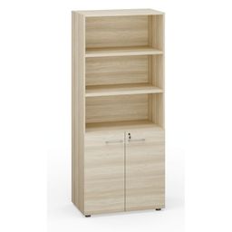 Kancelárska skriňa PRIMO, dvere na 2 poschodia, 800 x 420 x 1781 mm, dub prírodný