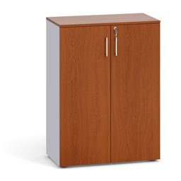 Kancelárska skriňa s dverami PRIMO 2023, 800 x 420 x 1087 mm, sivá / čerešňa