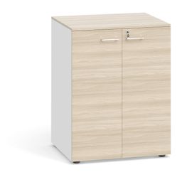 Kancelárska skriňa s dverami PRIMO 2023, 800 x 640 x 1030 mm, 2 police, biela / dub prírodný