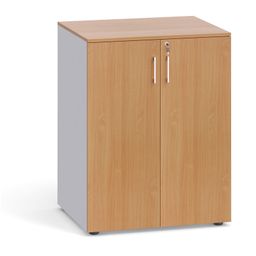 Kancelárska skriňa s dverami PRIMO 2023, 800 x 640 x 1030 mm, 2 police, sivá / buk