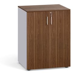 Kancelárska skriňa s dverami PRIMO 2023, 800 x 640 x 1030 mm, 2 police, sivá / orech