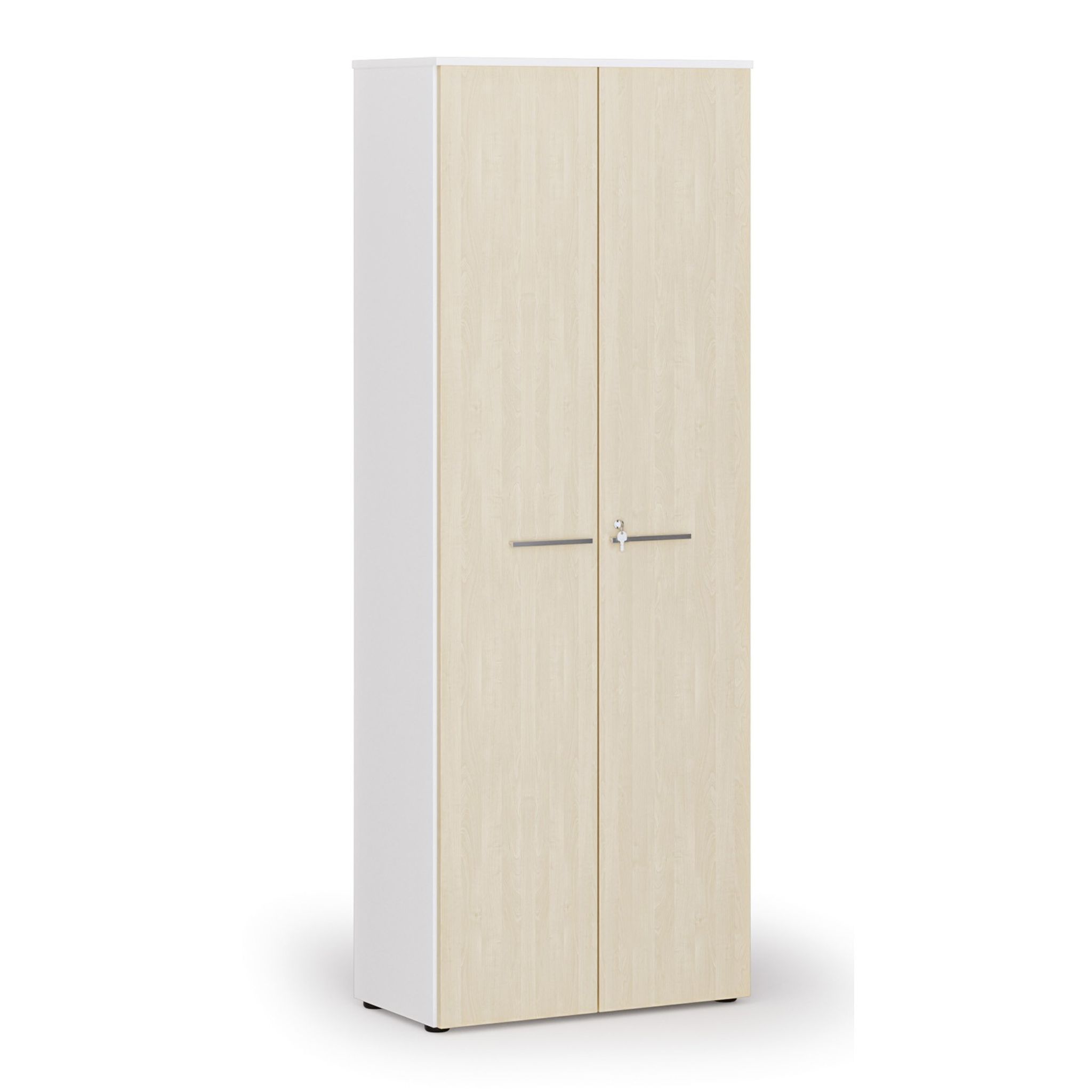 Kancelárska skriňa s dverami PRIMO WHITE, 800 x 420 x 2128 mm, biela/breza