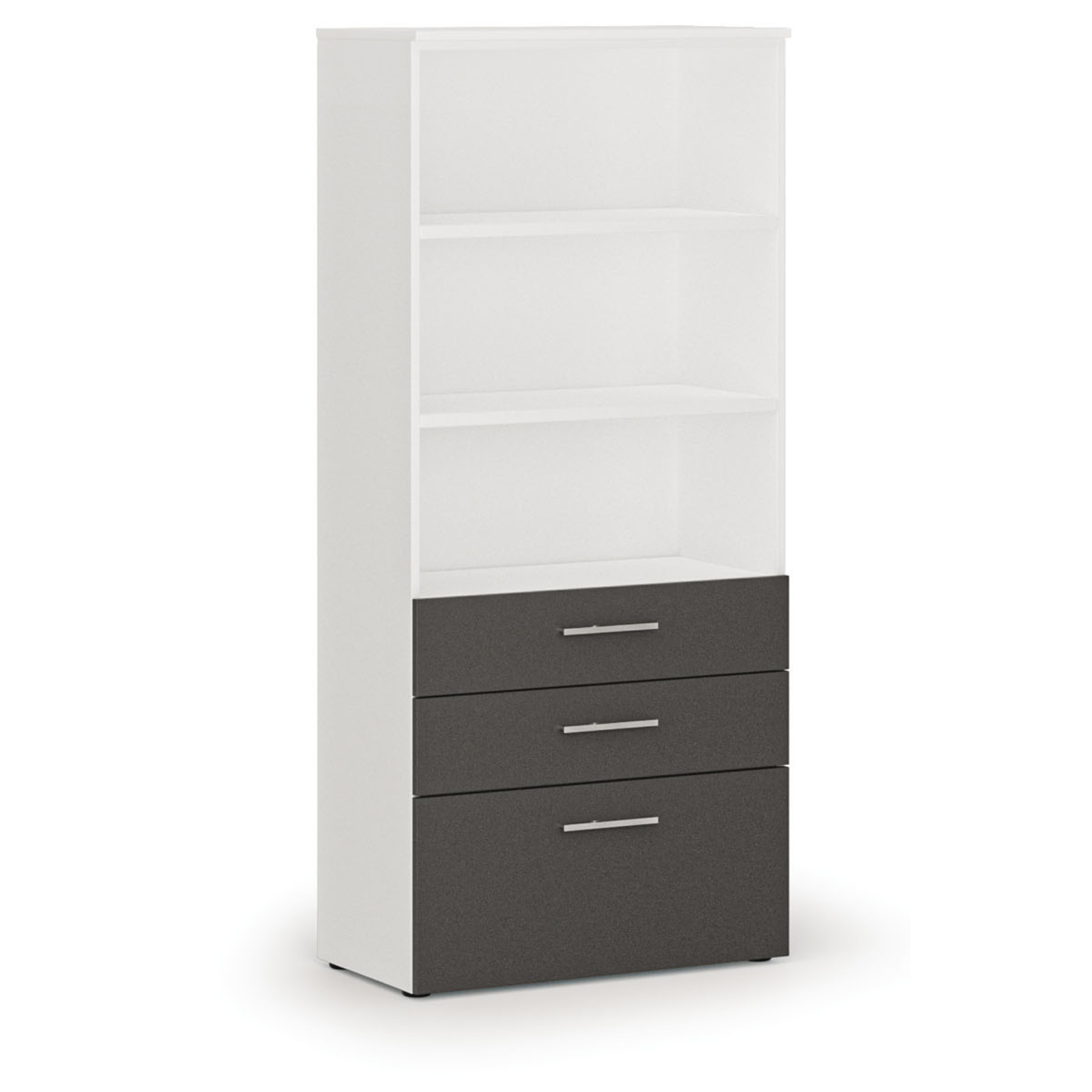 Fotografia produktu: Kancelárska skriňa s kombinovanými zásuvkami PRIMO WHITE, 800 x 420 x 1781 mm, biela/grafit