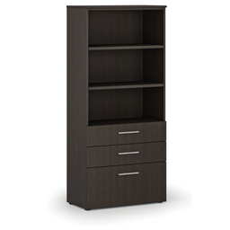 Kancelárska skriňa s kombinovanými zásuvkami PRIMO WOOD, 800 x 420 x 1781 mm, wenge