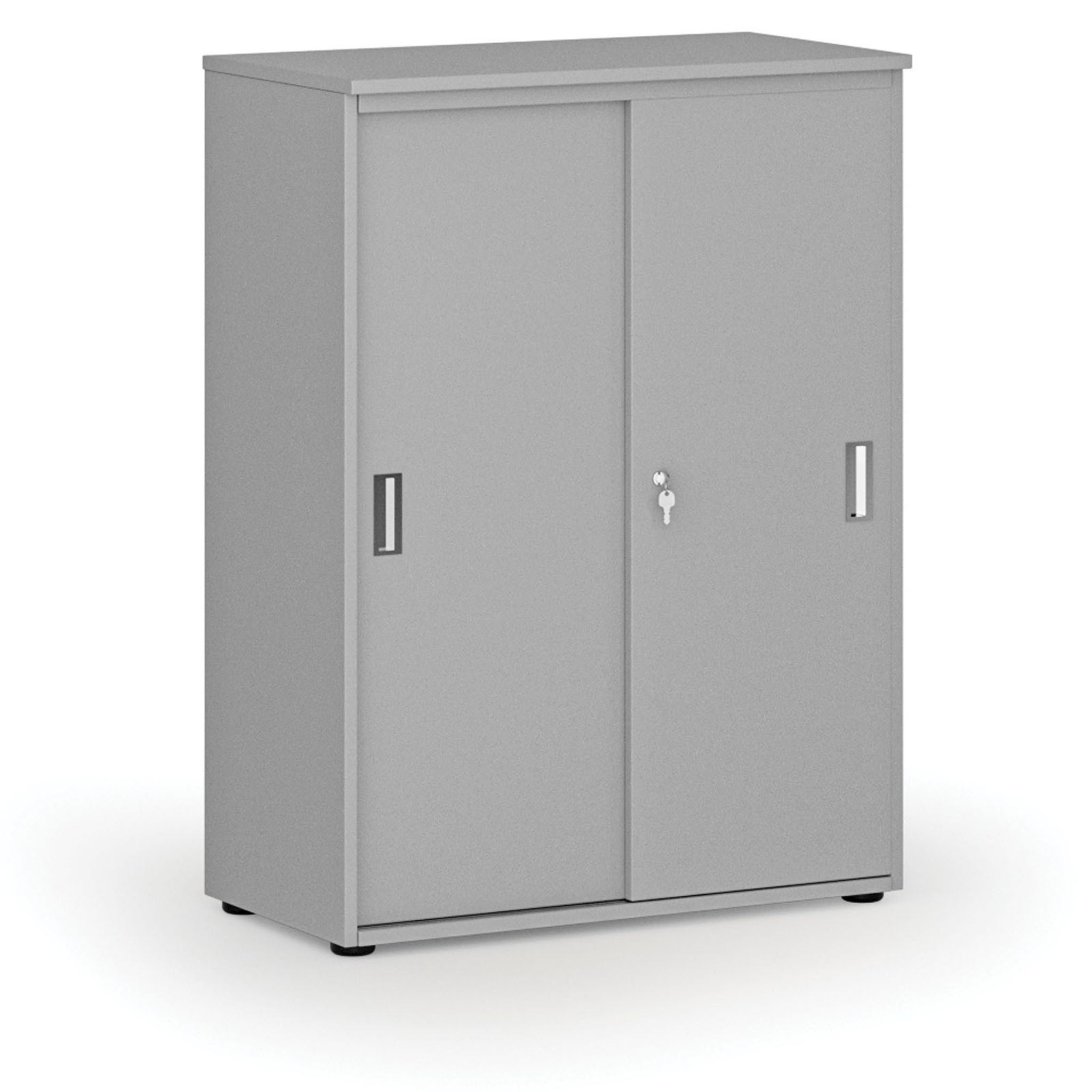 Kancelárska skriňa so zasúvacími dverami PRIMO GRAY, 800 x 420 x 1087 mm, sivá