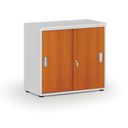 Kancelárska skriňa so zasúvacími dverami PRIMO WHITE, 800 x 420 x 740 mm, biela/čerešňa