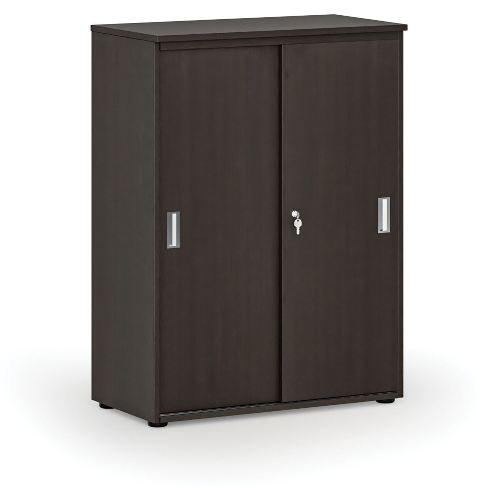 Kancelárska skriňa so zasúvacími dverami PRIMO WOOD, 800 x 420 x 1087 mm, wenge