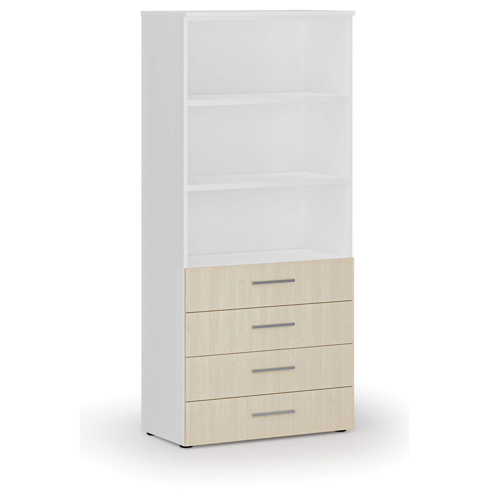 Fotografia produktu: Kancelárska skriňa so zásuvkami PRIMO WHITE, 800 x 420 x 1781 mm, biela/breza